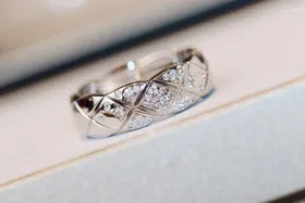 Chanel diamond pattern ring-3597  
