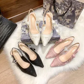 Dior's new lace pointed-toe slingback heels with a thin heel-5614  